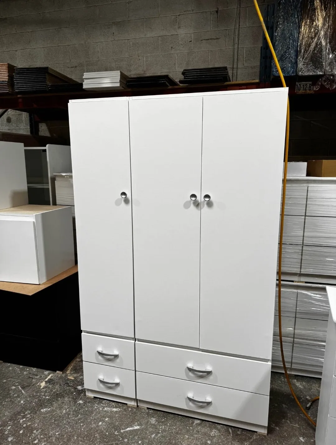 3 door Wardrobe with Drawers - White image indicator(3)