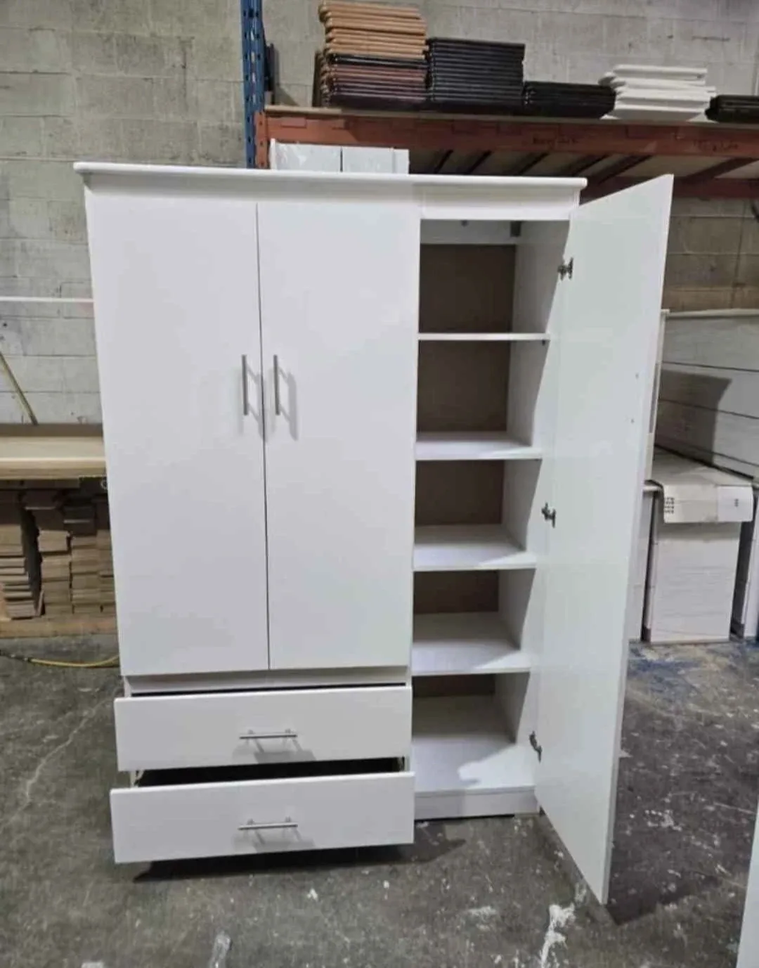 3 door Wardrobe with Drawers - White image indicator(9)