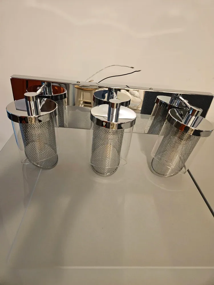 Chrome & Mesh Vanity Light Fixture