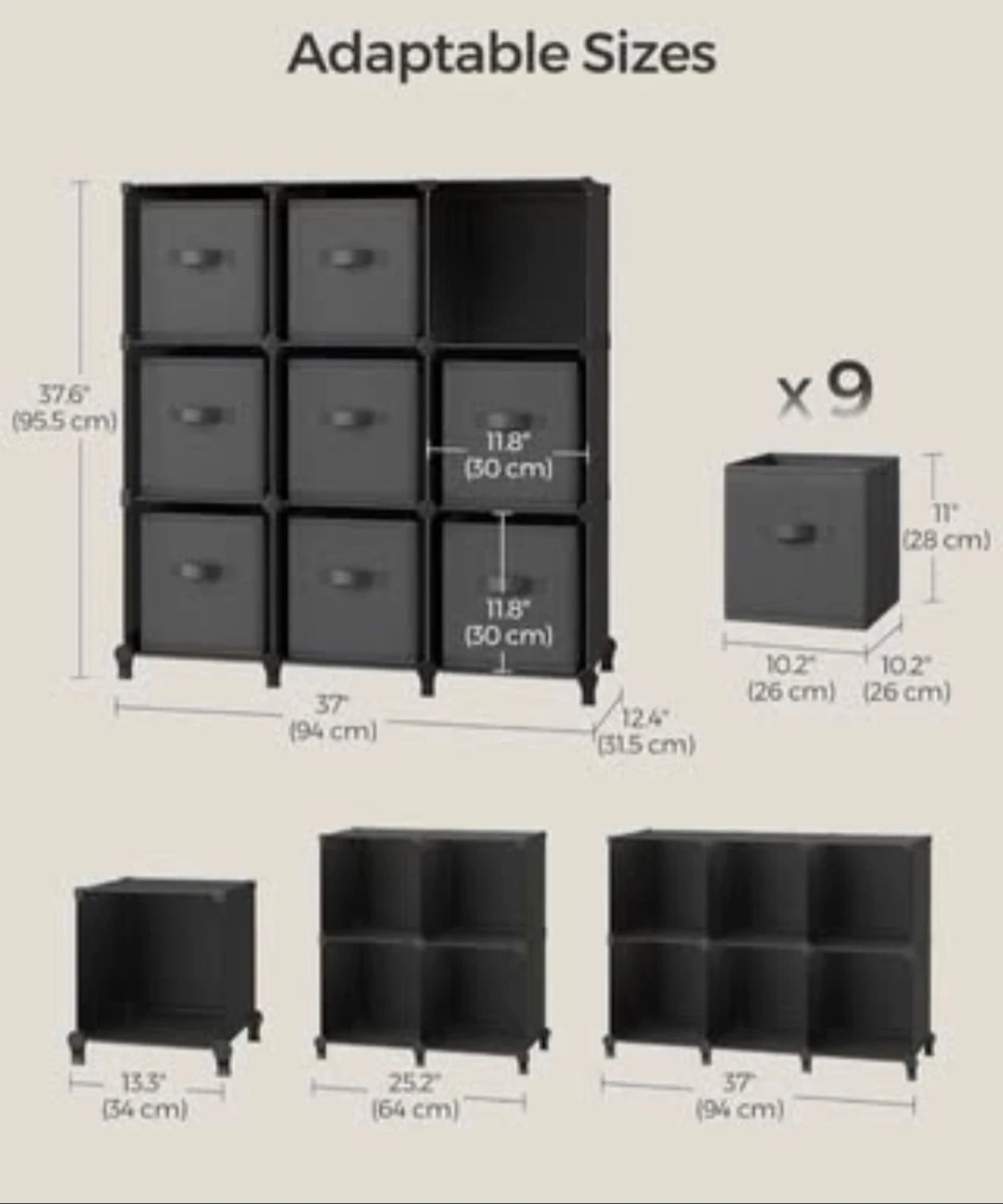 9-Cube Organizer with Fabric Drawers - photo 2