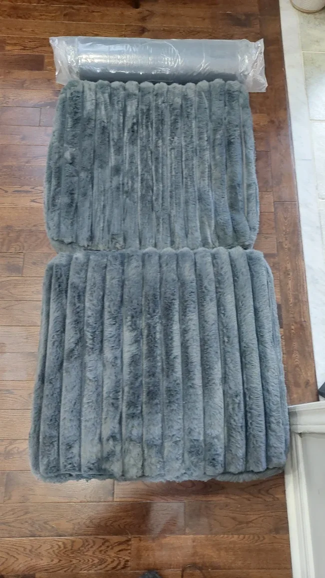 Faux Fur Seat Cushions - Grey, 26×26"