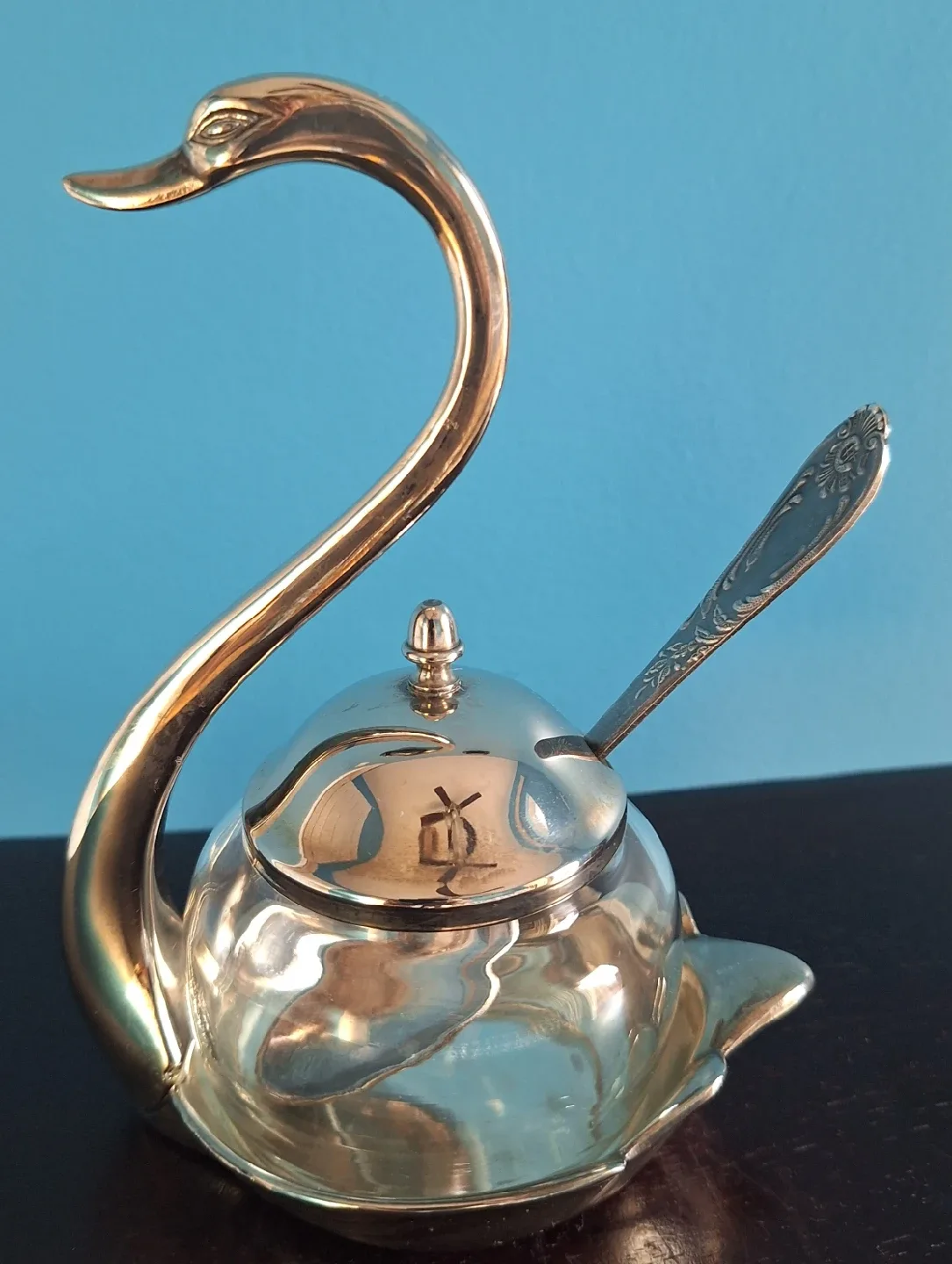 Vintage Silver Plated  Swan Shaped Jam/Sugar Server image indicator(2)