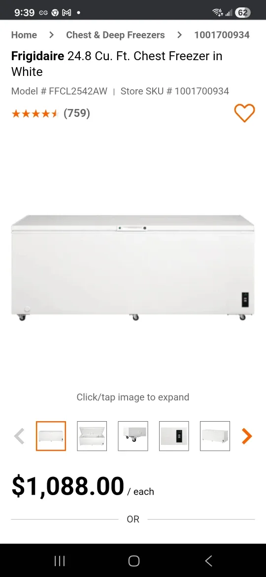 Frigidaire 24.8 Cu. Ft. White Chest Freezer image indicator(4)