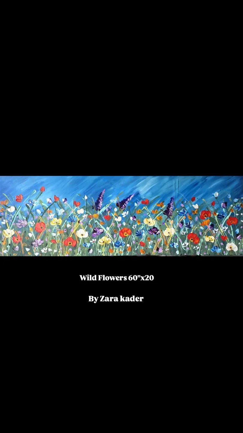 Huge original hand-painted painting by local artist Wild flowers image indicator(3)