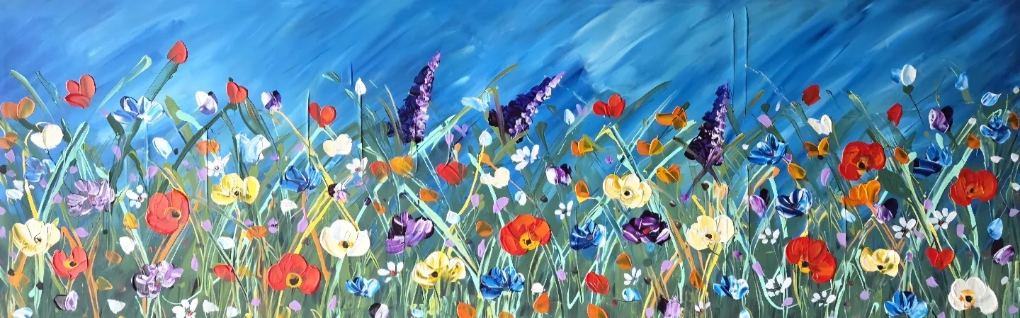 Huge original hand-painted painting by local artist Wild flowers image indicator(6)