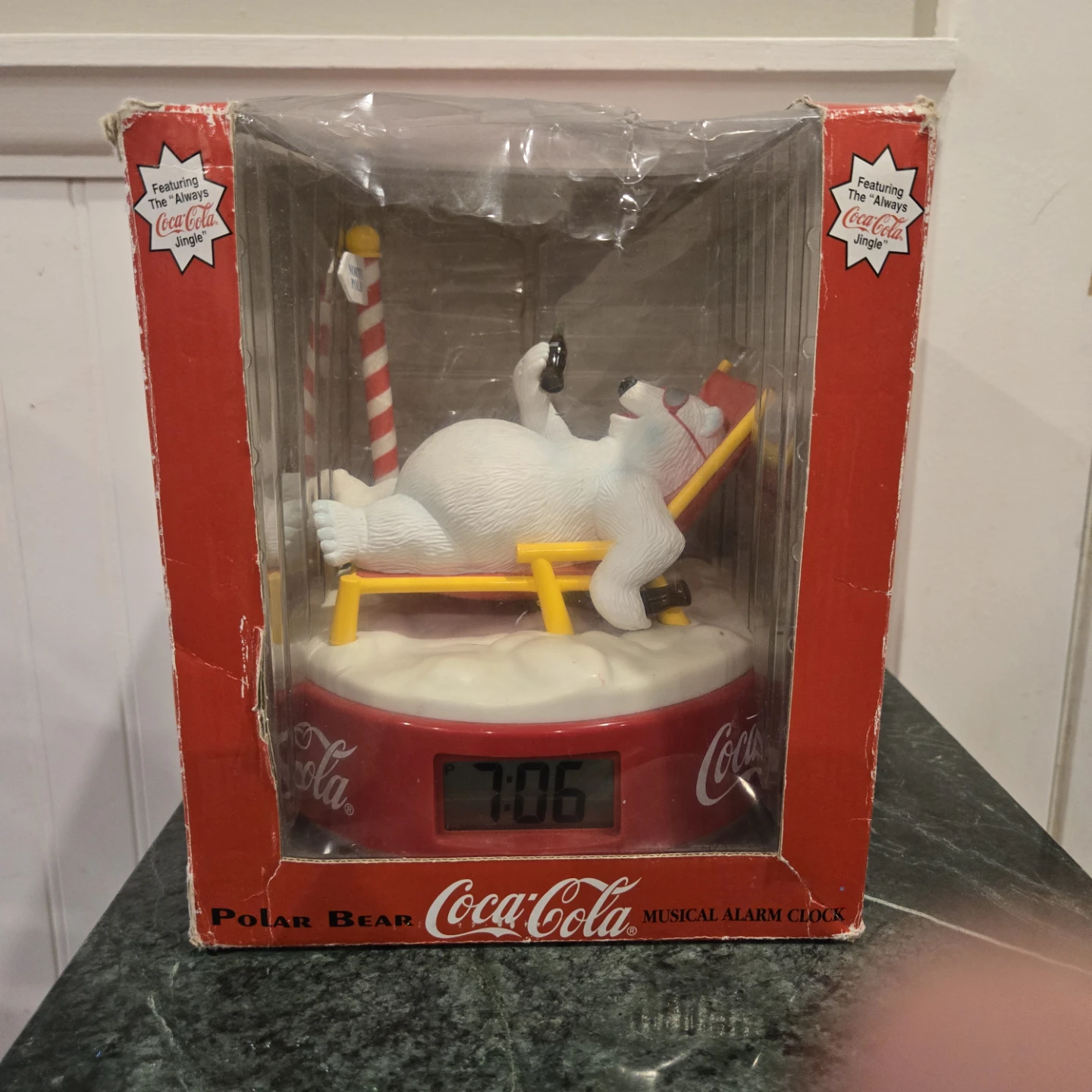 Vintage 1996 Coca-Cola Polar Bear Musical Alarm Clock