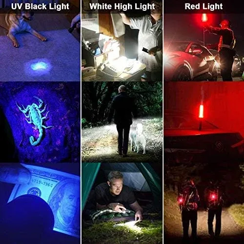 UV Flashlight Black Light, USB Rechargeable Flashlight image indicator(2)