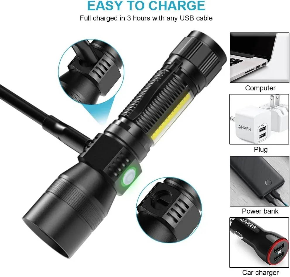 UV Flashlight Black Light, USB Rechargeable Flashlight image indicator(5)