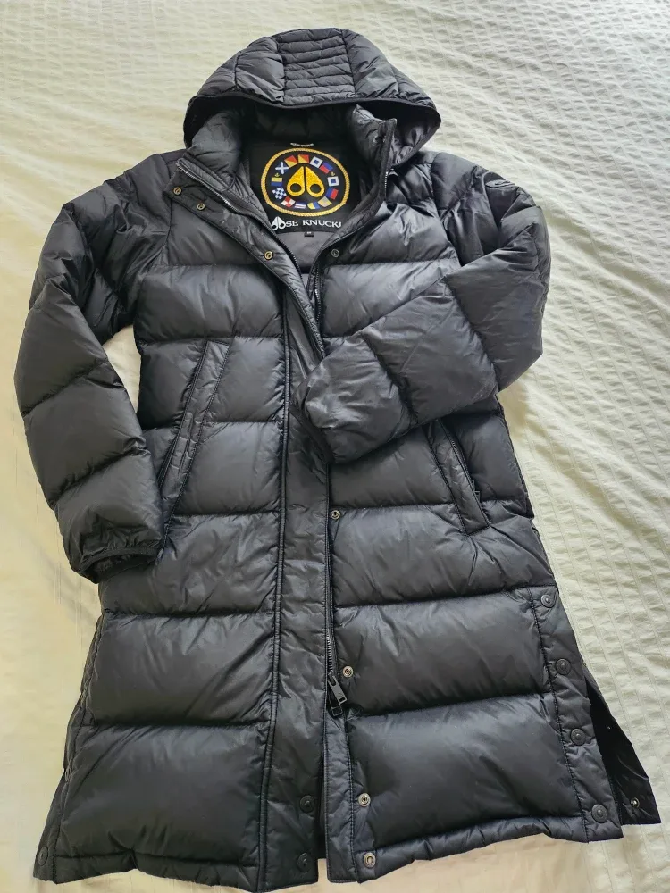 Moose Knuckles Black Down Parka Coat, Size S image indicator(7)
