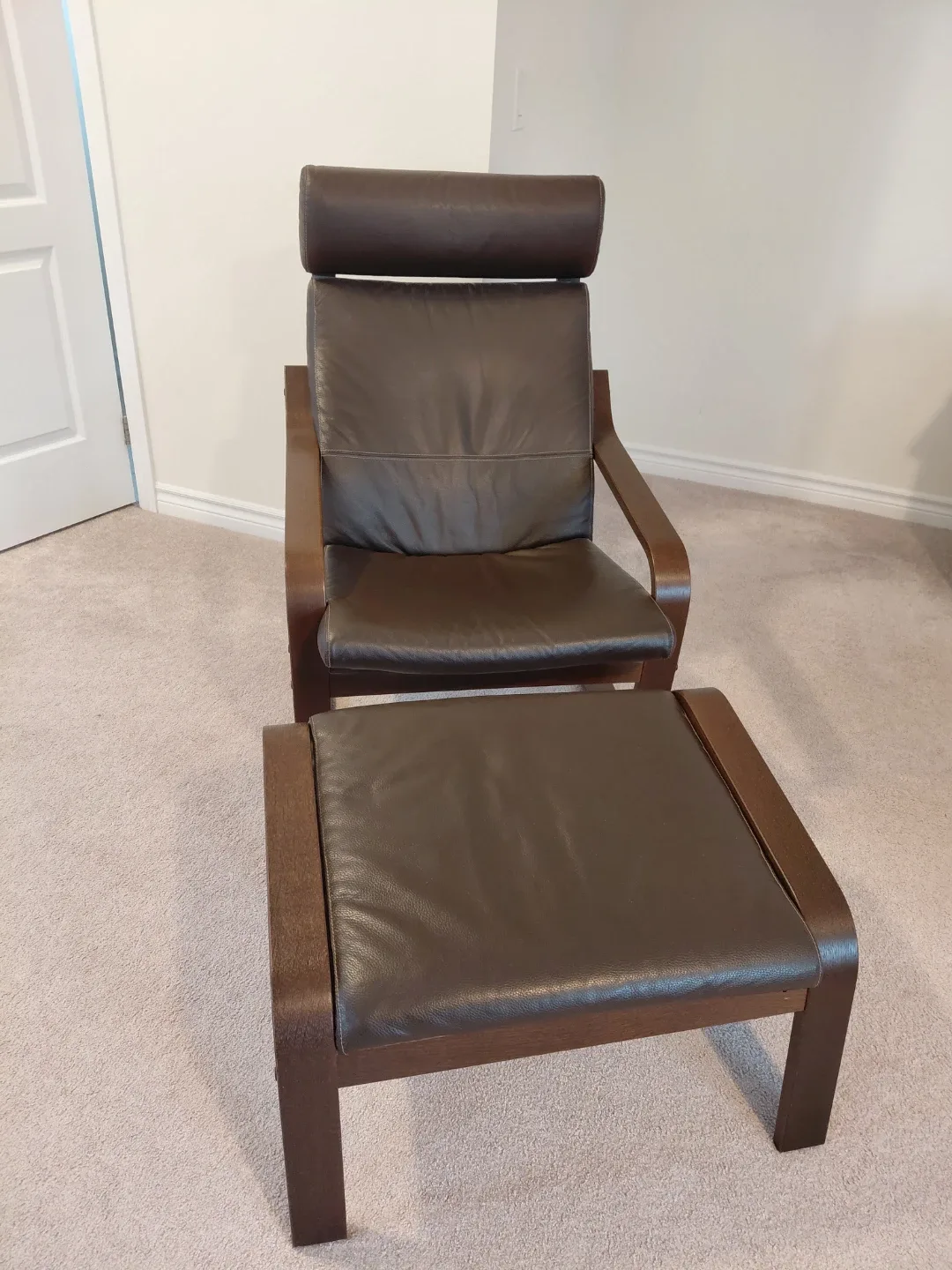 Poang Chair & Ottoman - IKEA Brown Leather (PICK UP ONLY PLS)