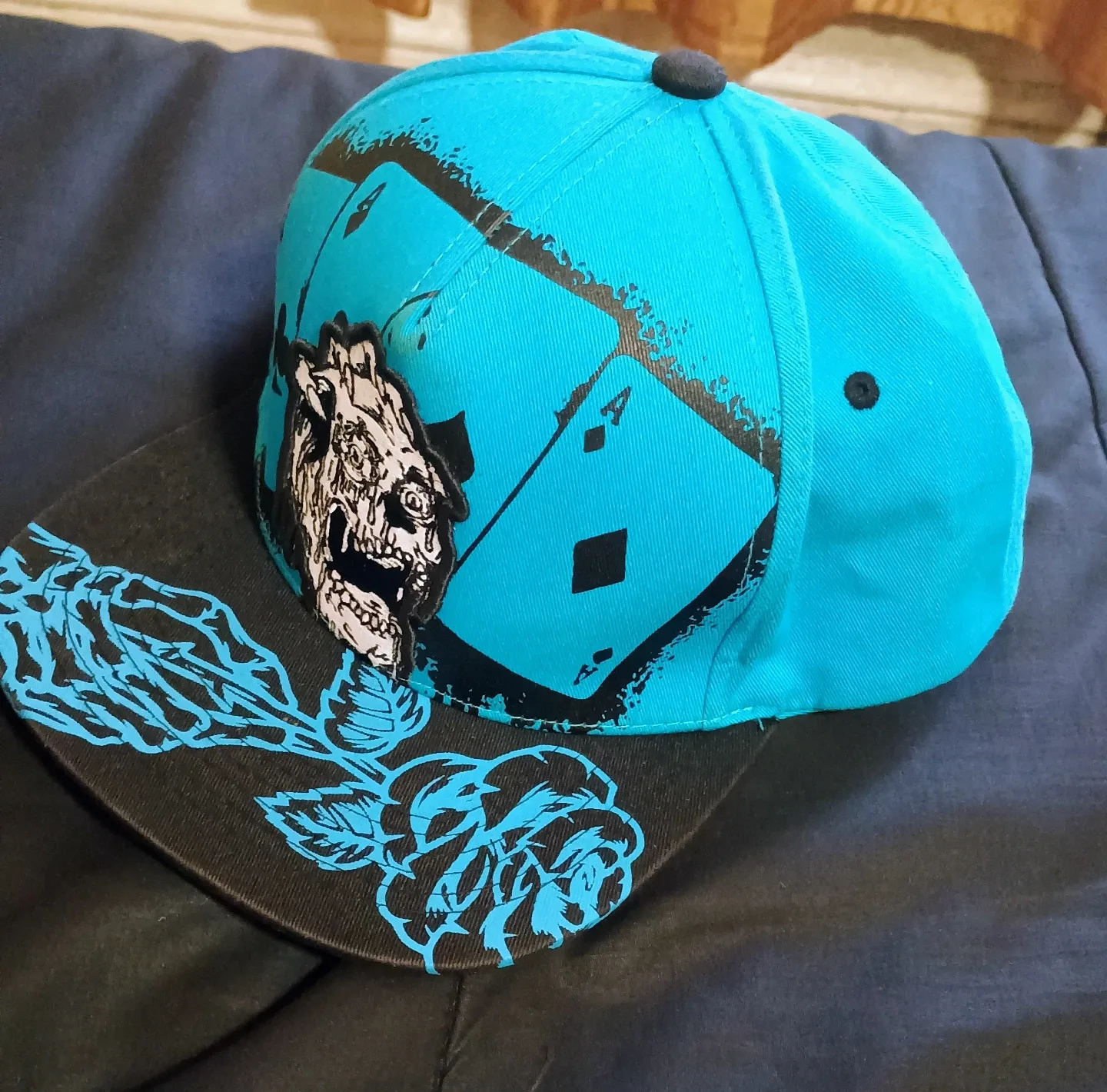 Turquoise & Black Graphic Baseball Cap image indicator(4)