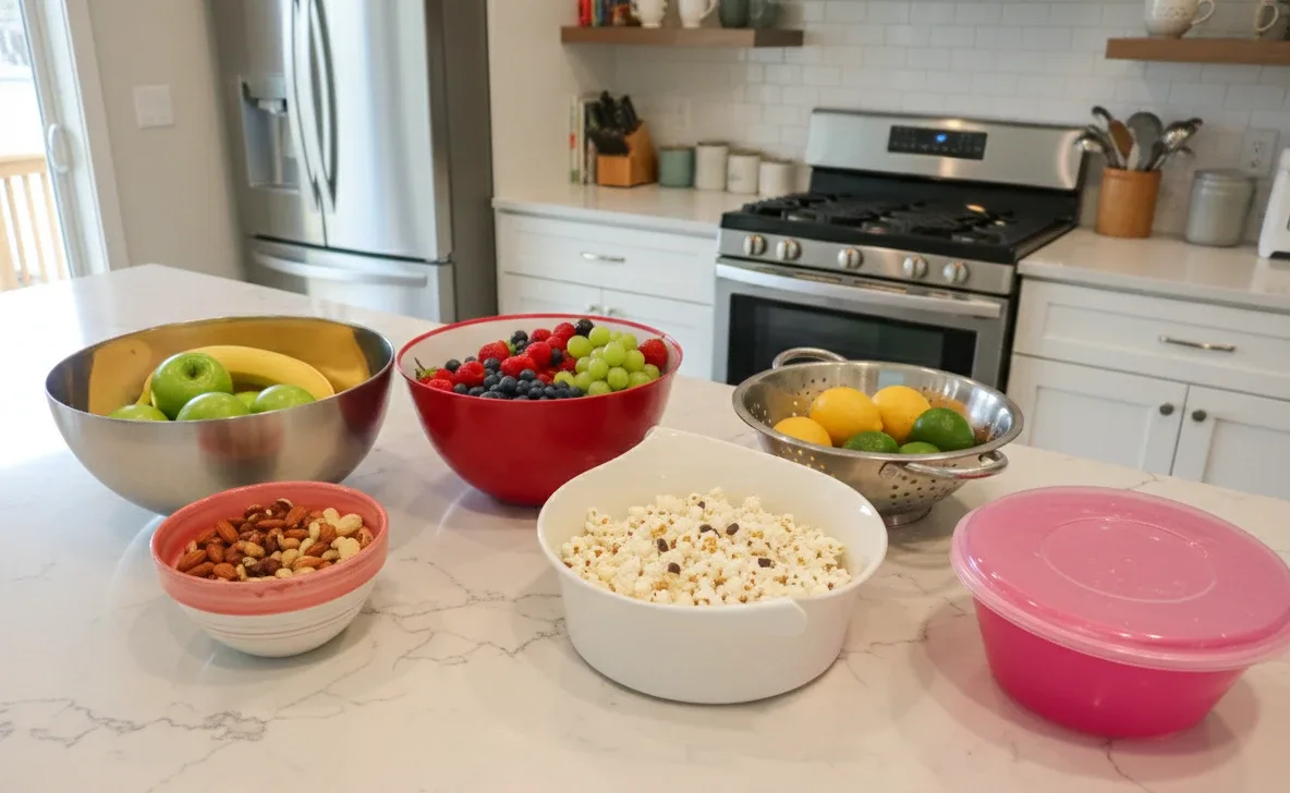 6 Assorted Kitchen Bowls - Various Sizes & Colours