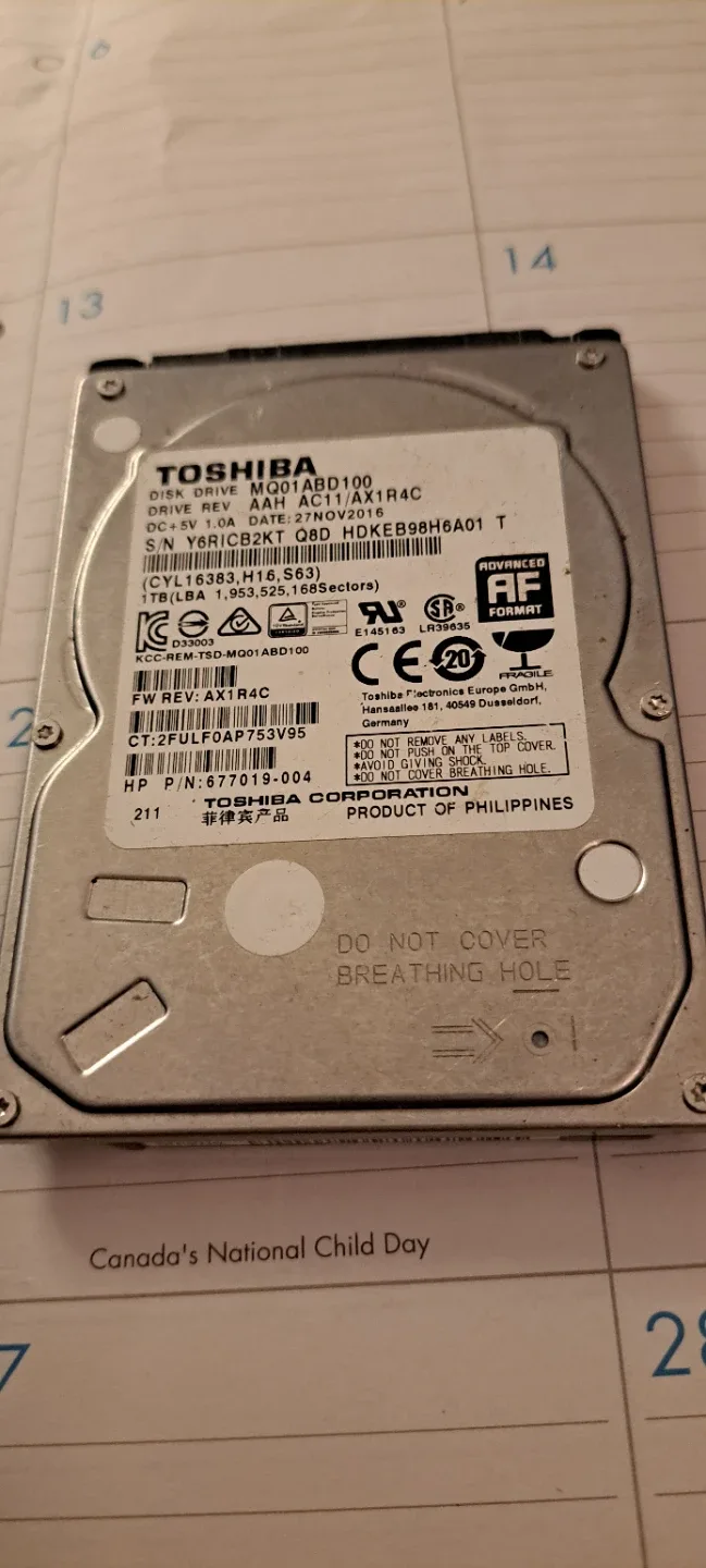 Toshiba MQ01ABD100 1TB Hard Drive