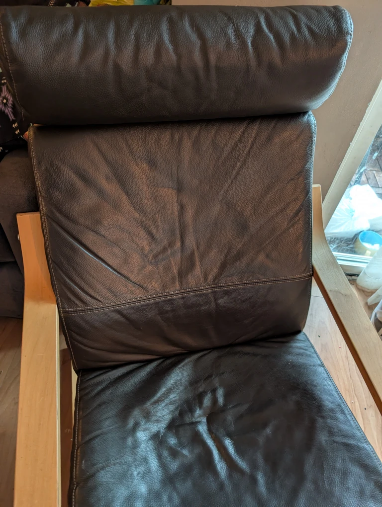 Poang Leather Armchair with Ottoman - photo 2