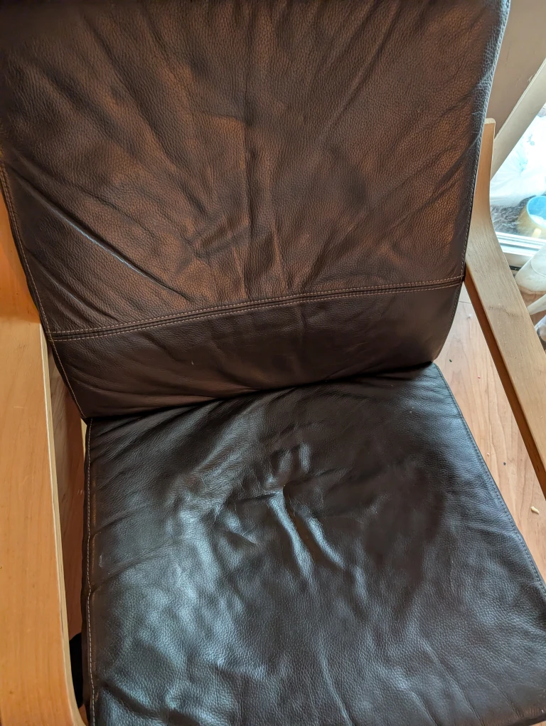 Poang Leather Armchair with Ottoman - photo 3