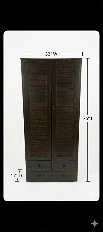 Dark Brown Wooden Wardrobe - 32"W x 76"L image indicator(3)