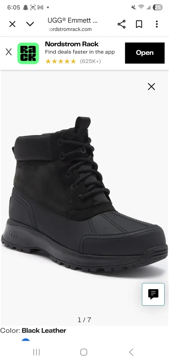 UGG Emmett Duck Boots - Black Leather thumbnail