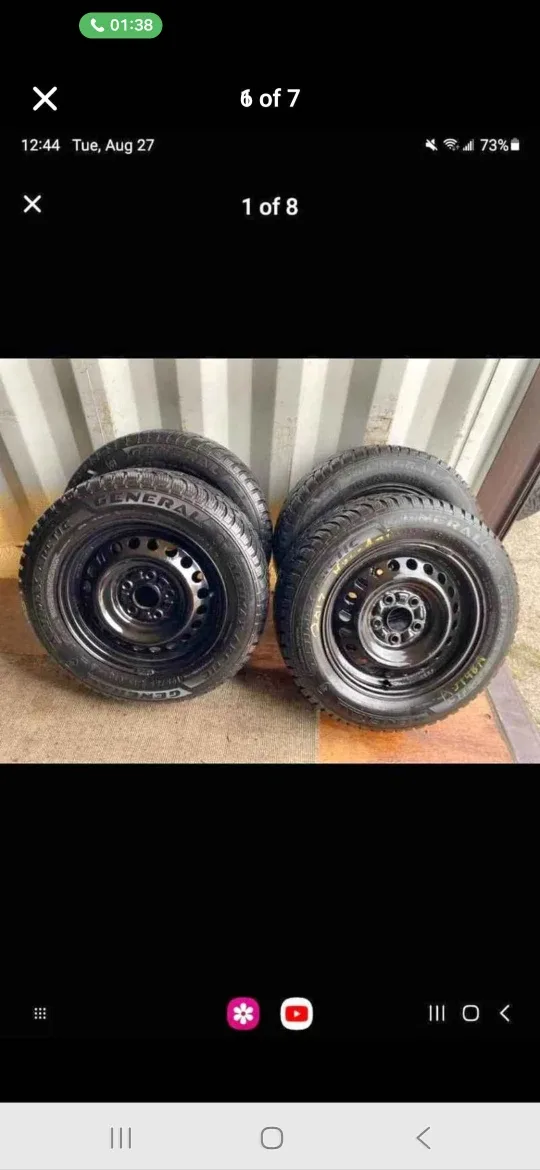 Set of 4 GENERAL Winter Tires on Rims (195/65R15 5×114.3)