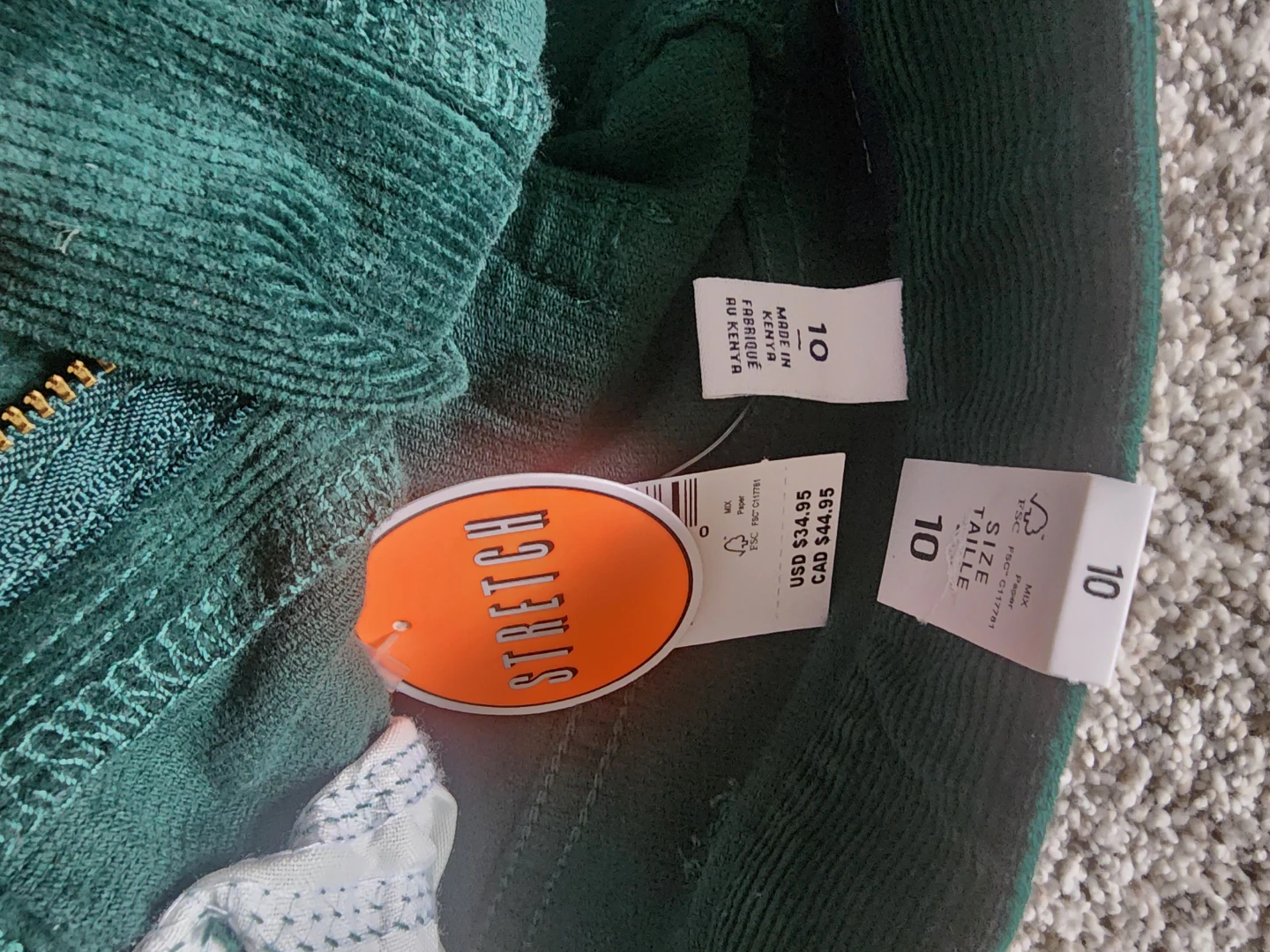 Garage Green Corduroy Pants - Size kids 10 - photo 2