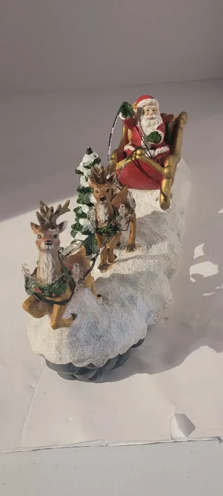 Santa Claus Sleigh and Reindeer Figurine image indicator(3)