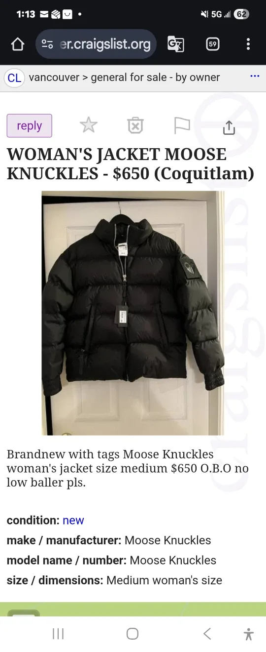 New Moose Knuckles Woman's Jacket - Size Medium
