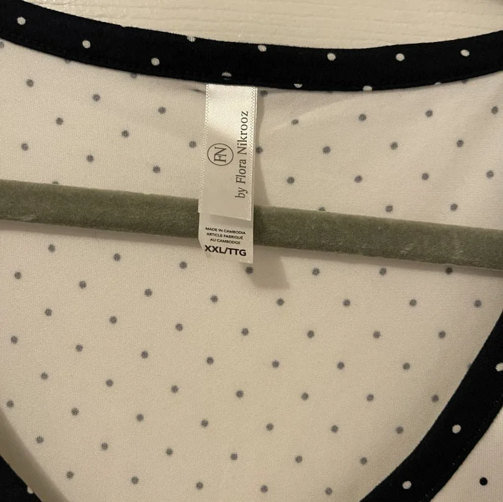 White&Blue Flora Nikrooz Women's Sleeveless Polka Dot Pajama Top image indicator(2)