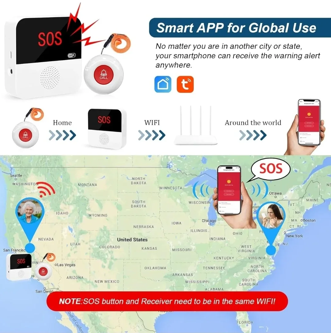 WiFi Smart Caregiver Pager Emergency Button image indicator(3)