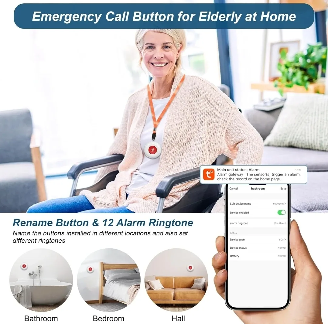 WiFi Smart Caregiver Pager Emergency Button image indicator(7)