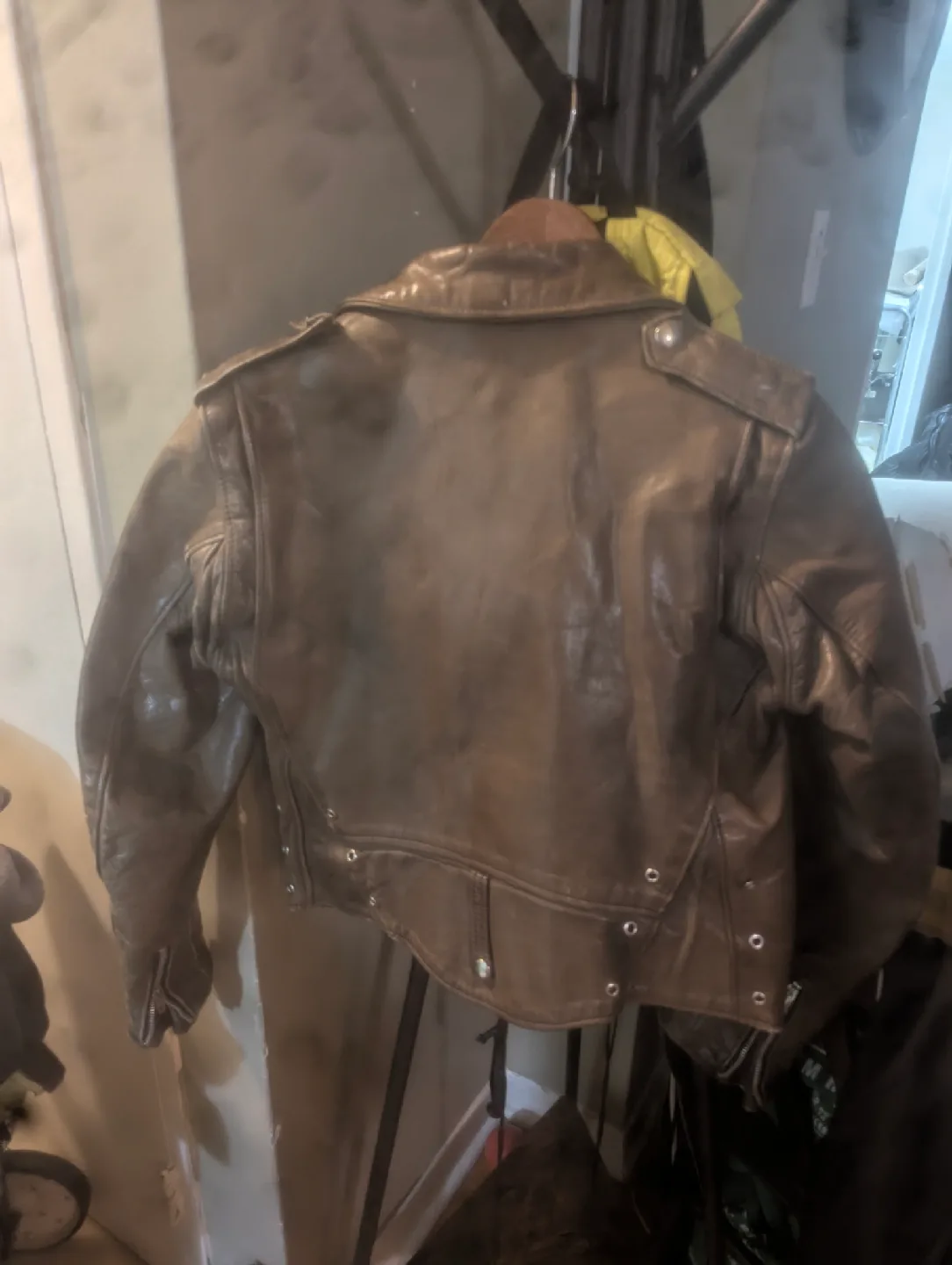 Brown Leather Motorcycle Jacket image indicator(6)