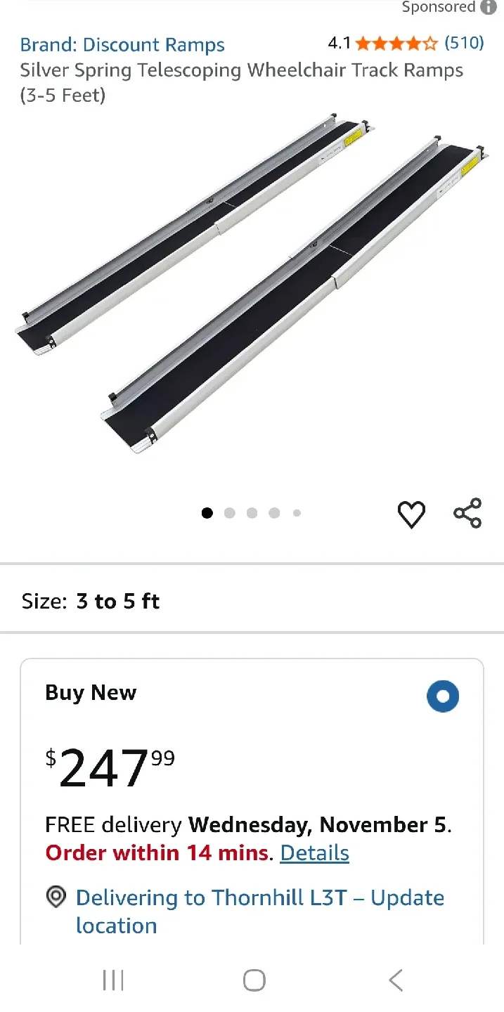 Telescoping Wheelchair Track Ramps - 3' FEET to 5' FEET image indicator(8)