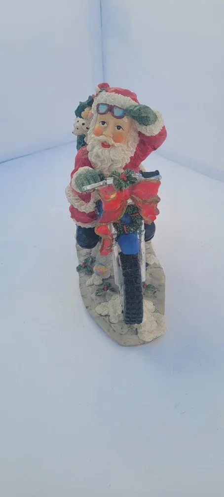 Santa on Motorcycle Figurine