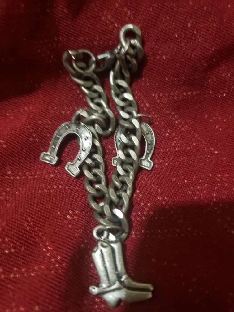 Chain Bracelet w/ Horseshoe & Boot Charms