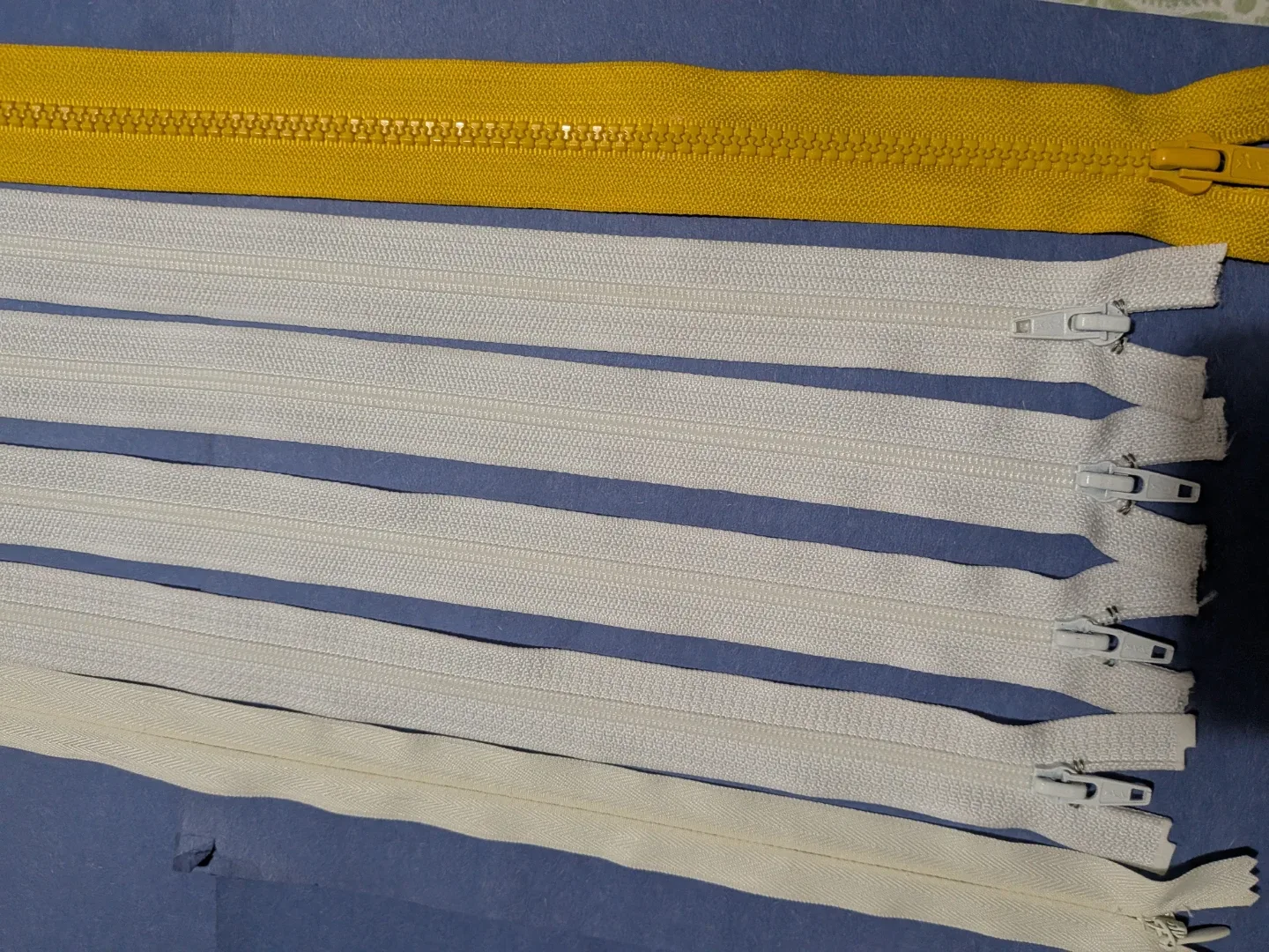 Six Assorted Zippers - White, cream & Yellow image indicator(3)