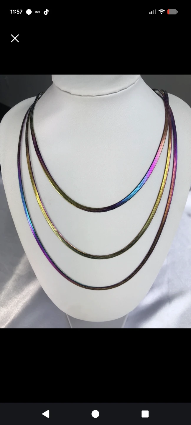 Iridescent Herringbone Chain Necklace