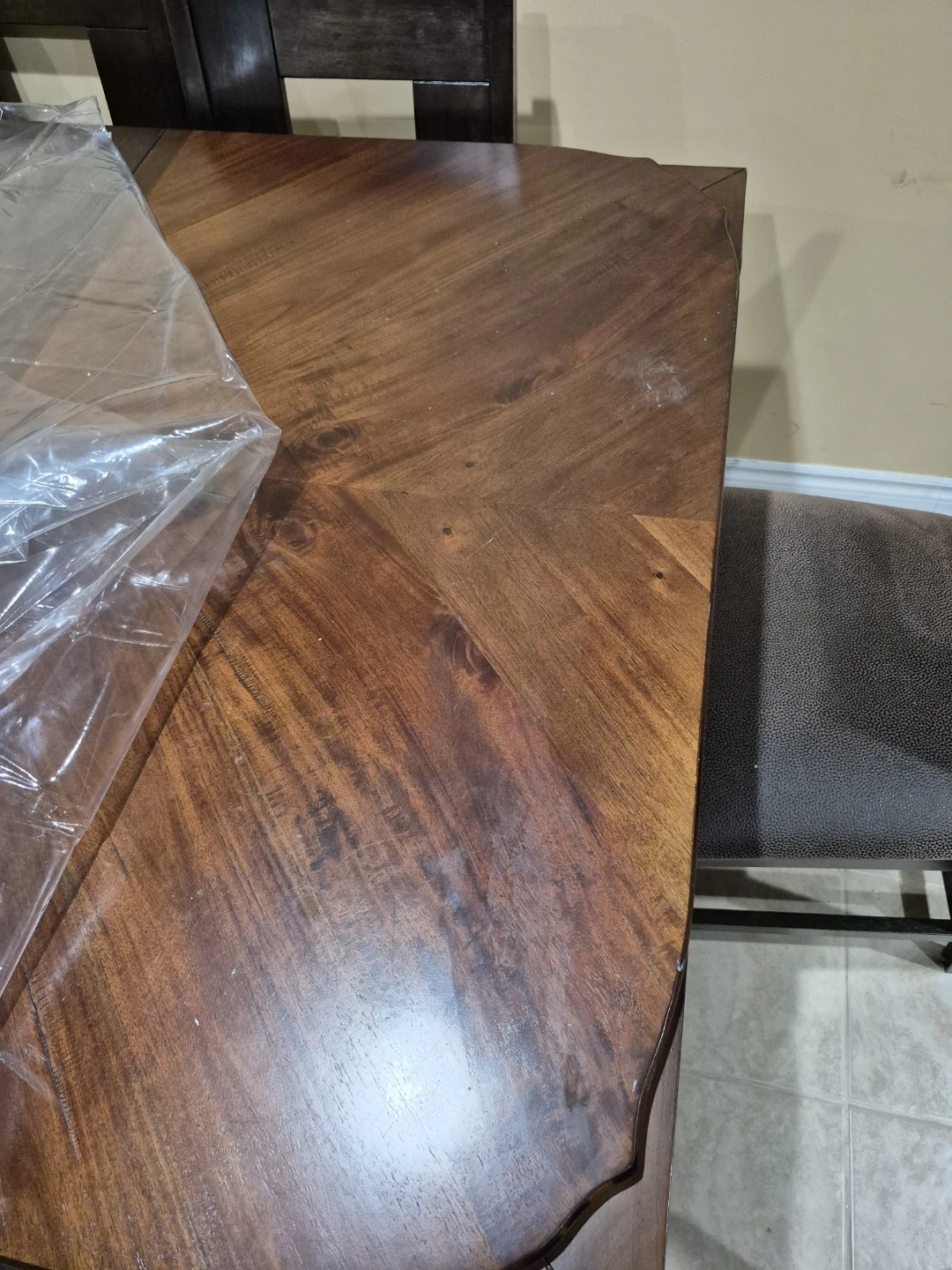 Dining Table with Chairs - Dark Wood - photo 3