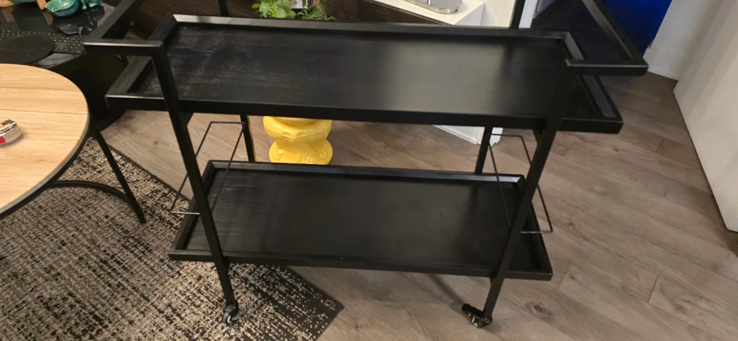 Black Bar Cart with Wheels image indicator(2)