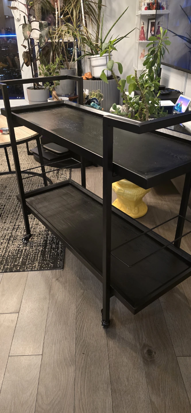 Black Bar Cart with Wheels - photo 3