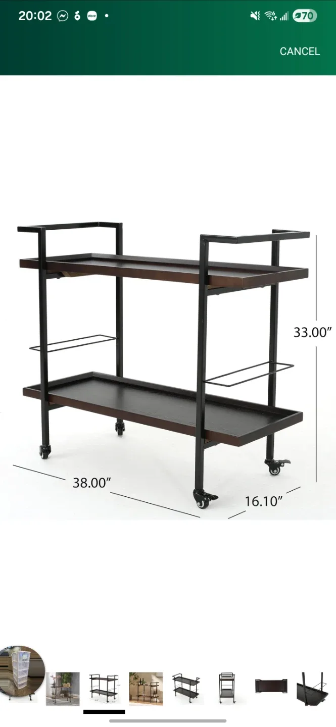 Black Bar Cart with Wheels image indicator(6)