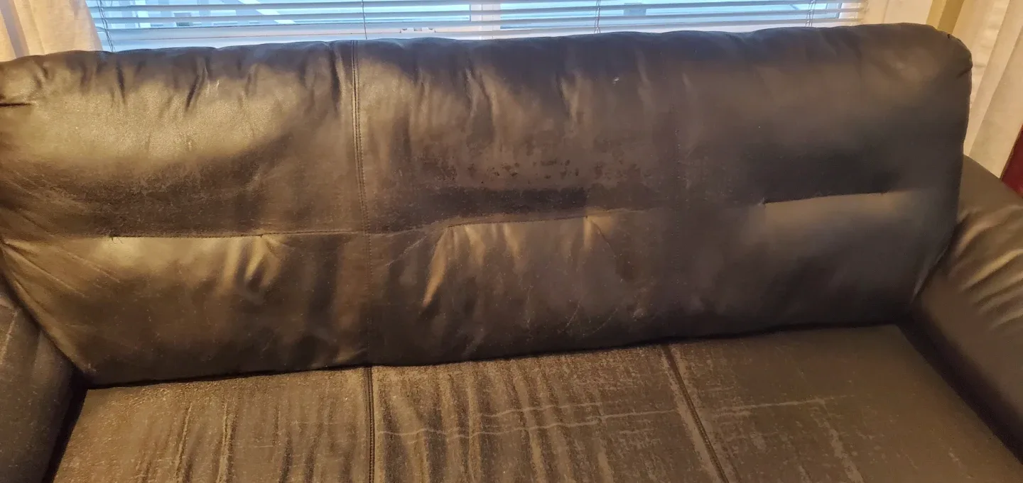 Black Loveseat, sofa, couch with Cover image indicator(7)