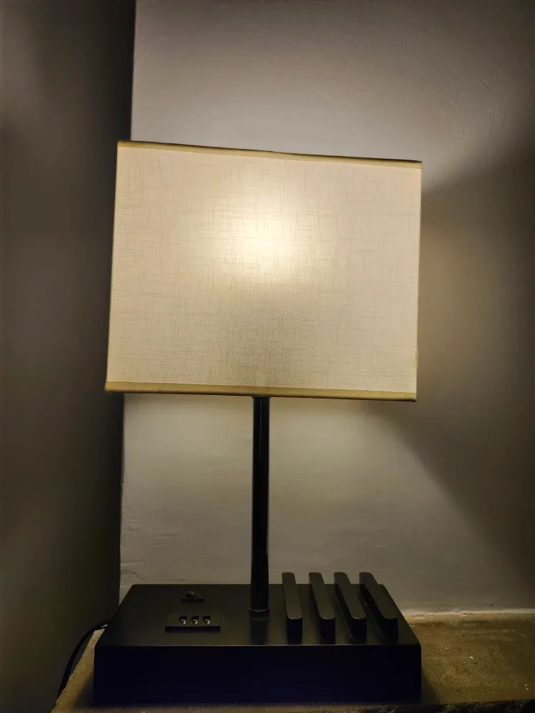 Black Table Lamp with USB Ports