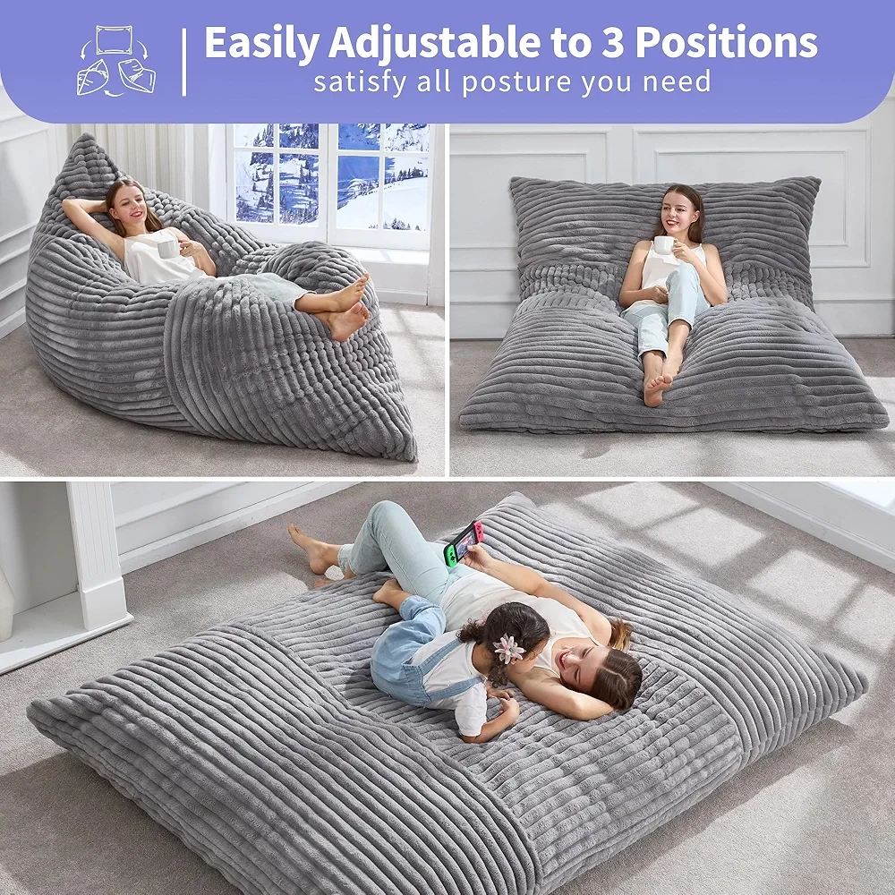 5.5 ft Grey Floor Pillow Lounger - photo 5