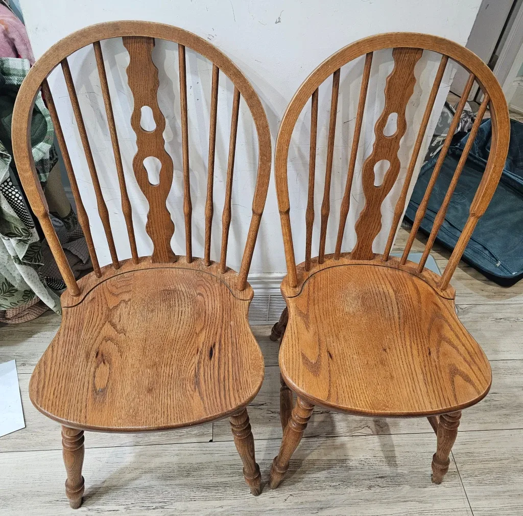 Pair of Vintage Wooden Windsor Chairs