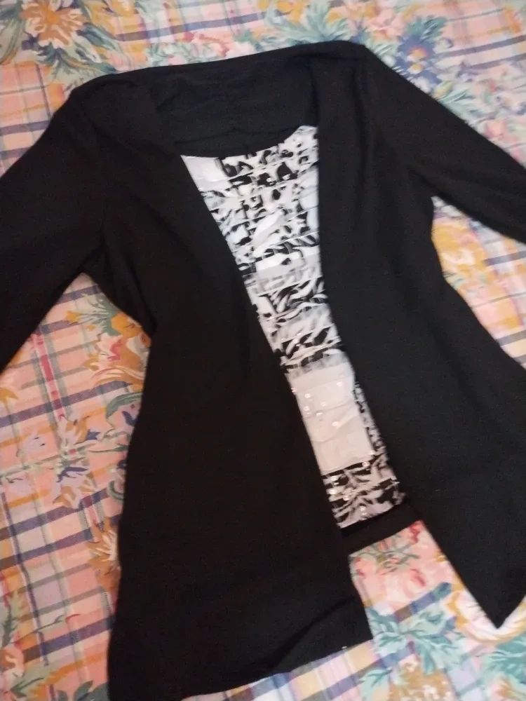 Black & White Draped Cardigan Top