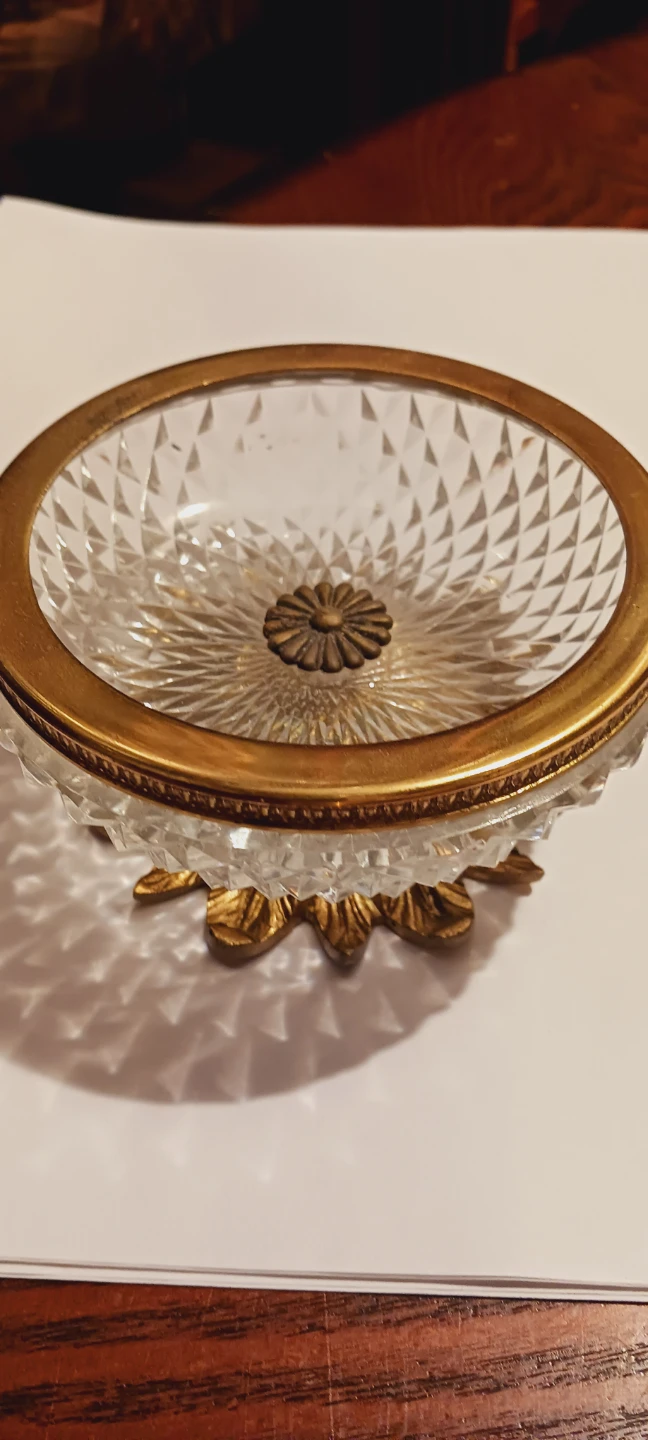 French Depose French Cut Crystal Gold Trim Trinket Tray - photo 2