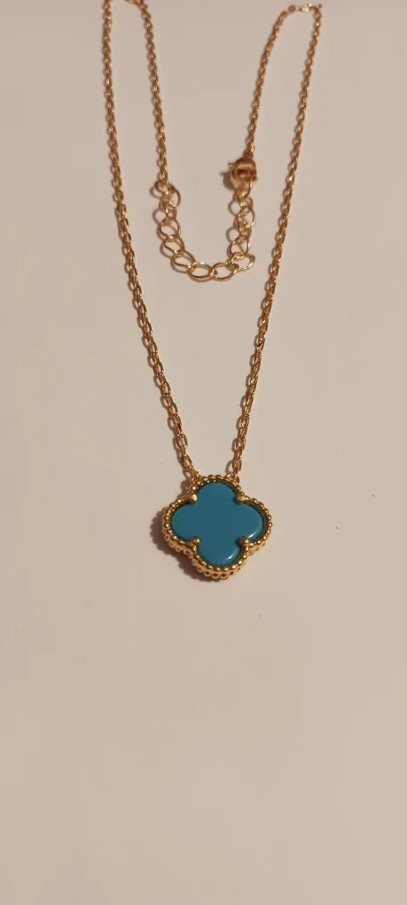 NEW !!  Turquoise Alhambra Pendant Gold Plated  Necklace image indicator(4)