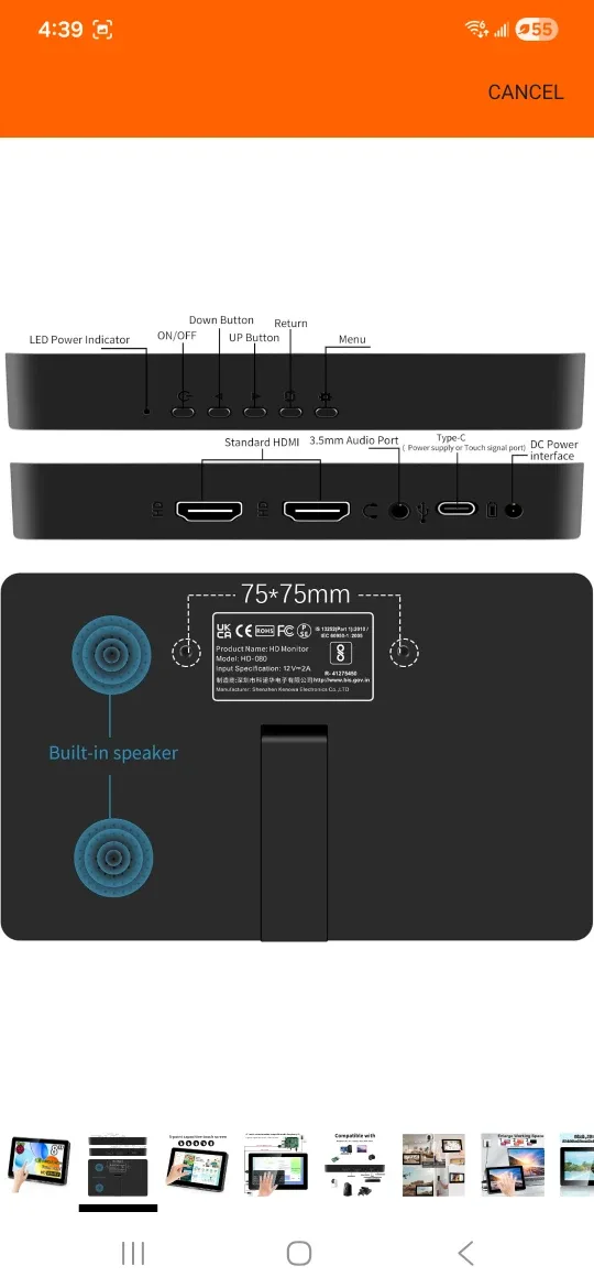 8 Inch Portable Monitor Touchscreen HD image indicator(2)