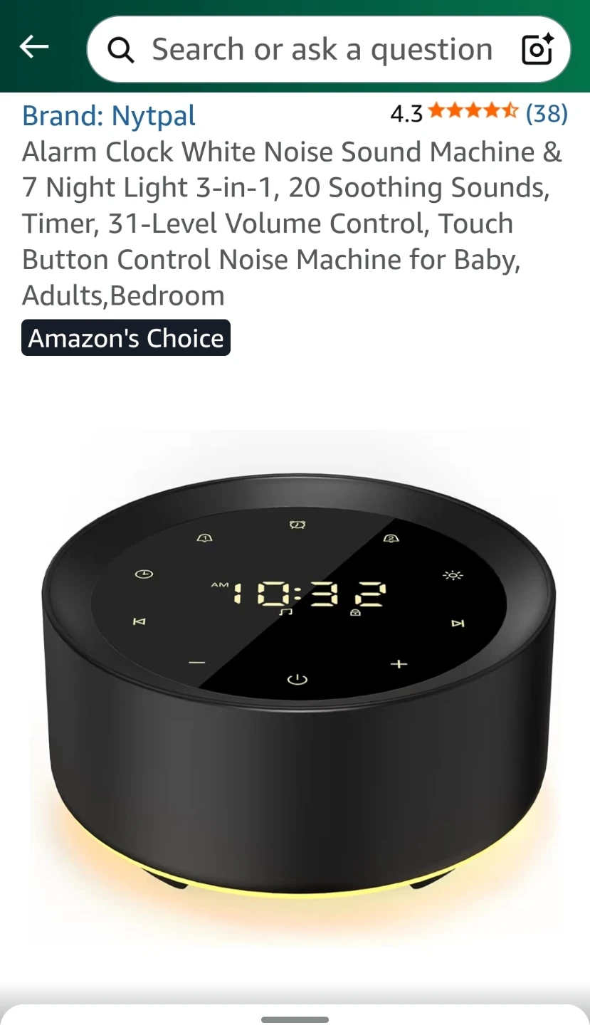 Nytpal Alarm Clock White Noise Machine - NEW