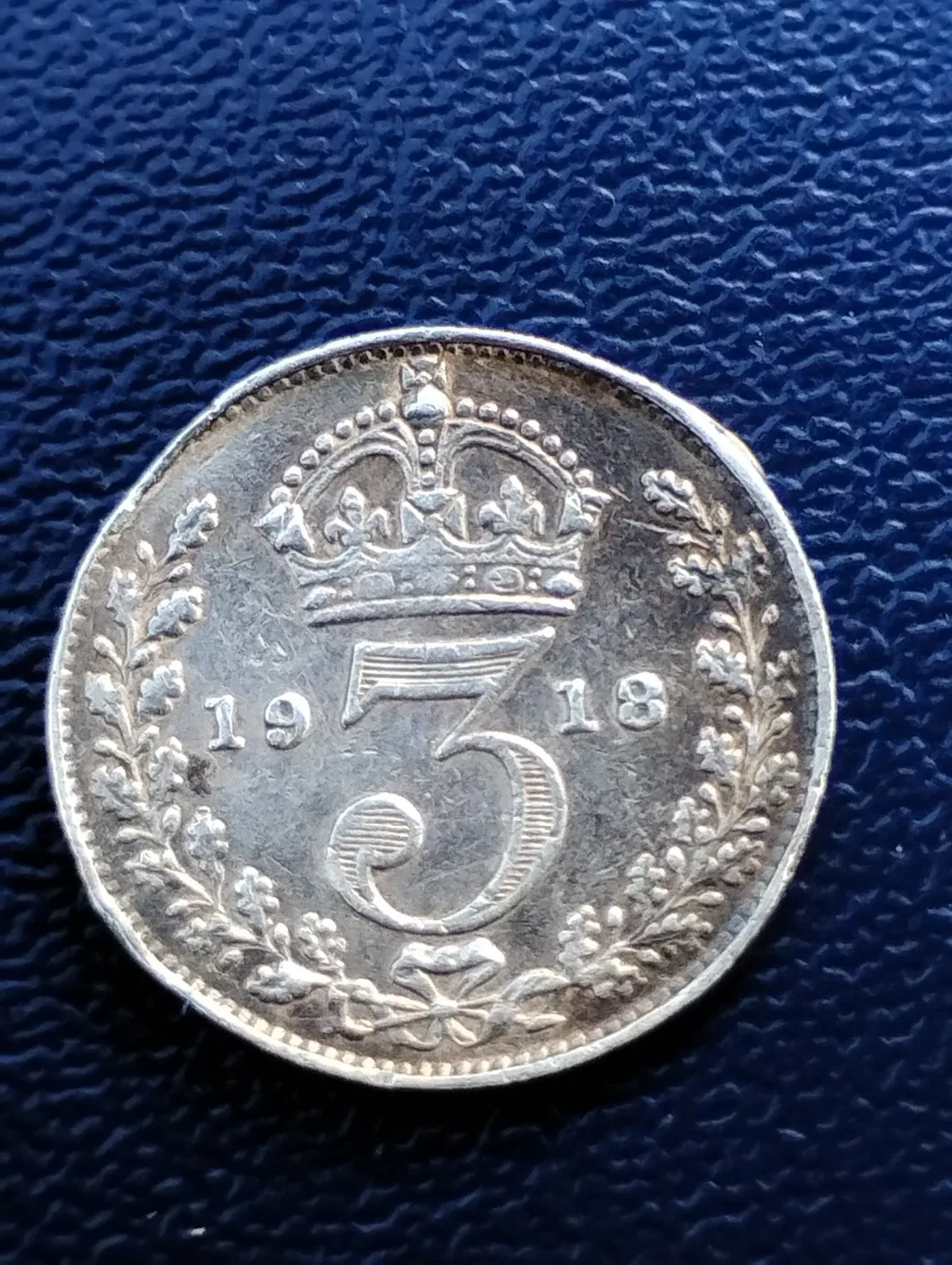1918 British Silver Threepence Coin