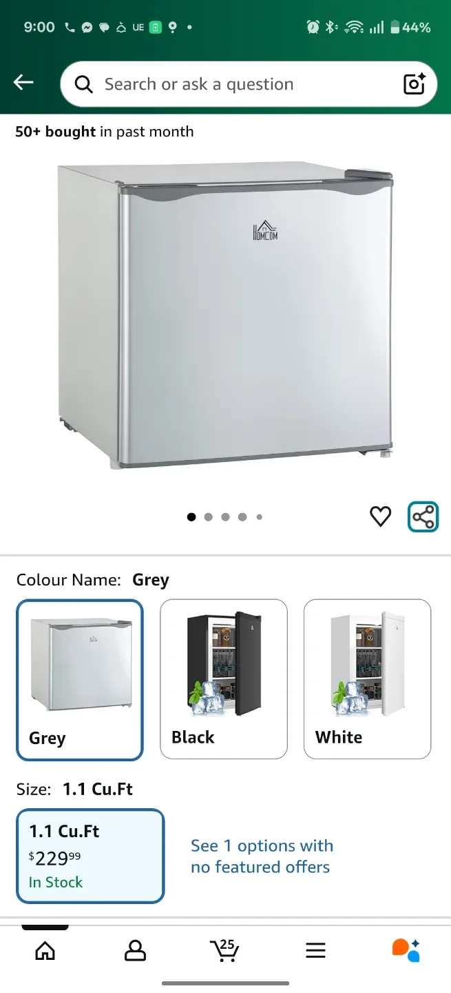 HOMCOM 1.1 Cu.Ft. Mini Fridge - White image indicator(2)