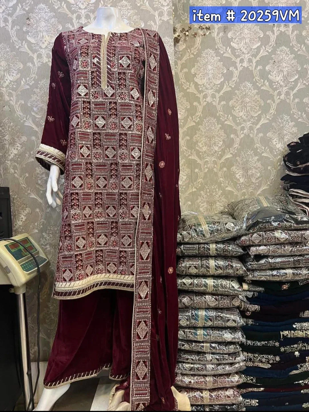 Velvet Embroidered Salwar Kameez image indicator(6)